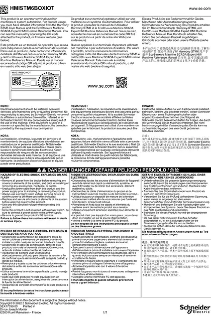 schneider施耐德HMISTM6BOXIOT Harnony STM6 Basic Modular HMI_ 说明书